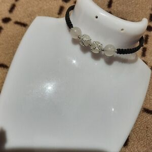 GENUINE SOLID STERLING SILVER CRYSTAL & REAL QUARTZ ADJUSTABLE BOLO BRACELET